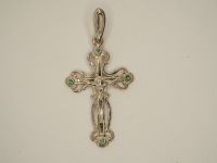 Серебряный крестик с изумрудами 3/2 - 6