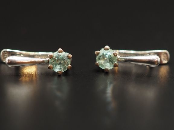 Серьги из серебра с натуральными бериллами - 60