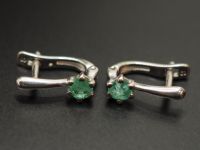 Серьги из серебра с натуральными изумрудами - 64
