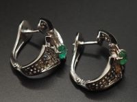 Серьги из серебра с натуральными изумрудами - 68