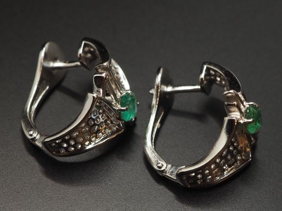 Серьги из серебра с натуральными изумрудами - 68