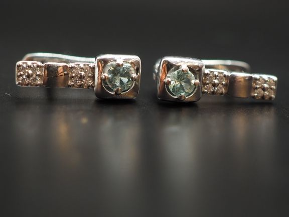 Серьги из серебра с натуральными бериллами - 76
