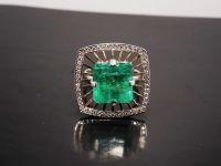 Серебряное кольцо с Уральским изумрудом 8 карат - 61