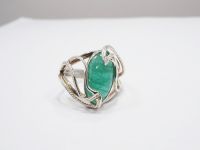 Серебряное кольцо с Уральским изумрудом 5к/2 - 63