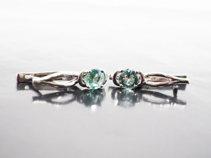 Серебряные серьги 925 пробы с бериллами 0,93 карат - 43