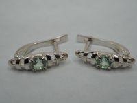 Серьги из серебра с натуральными бериллами - 89