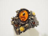 Серебряное кольцо с Янтарём - 213