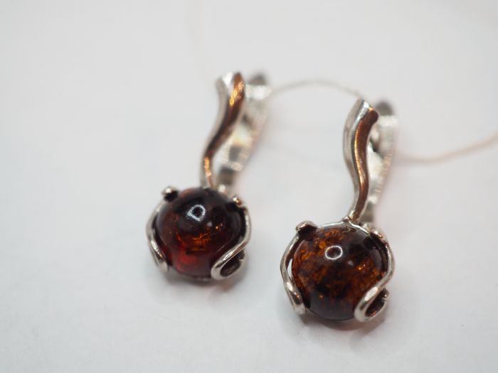 Серьги из серебра с Янтарём - 96