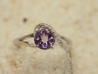 Серебряное кольцо с Аметистом и фианитами-319