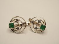 Серьги из серебра с натуральными изумрудами - 102